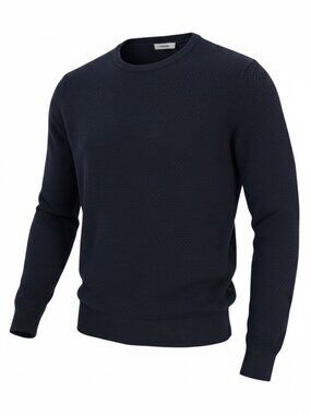 J.LINDEBERG Navy Dexter Circle Structure Cotton Crewneck Sweater size M